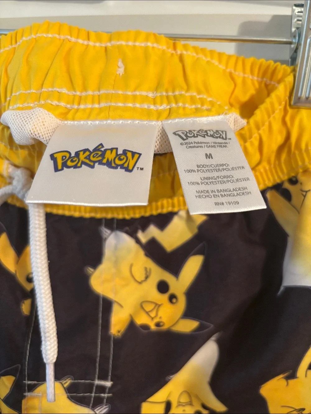 Pokemon Boys Black and Yellow Pikachu Swim Trunks